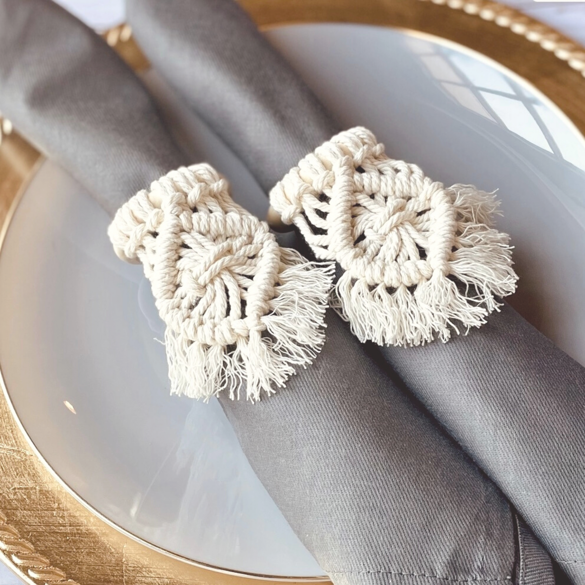 Macrame Napkin Rings Set of 2 4 or 6